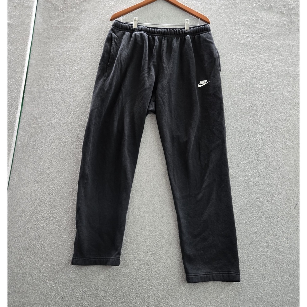 Nike Men Activewear Pants XL Black Embroidered Sweatpants Fleece Logo 27" Inseam